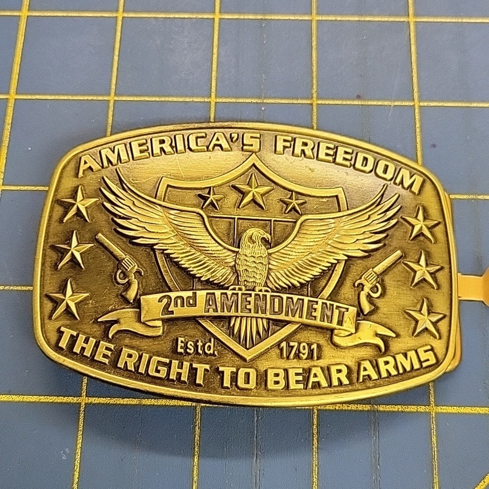 America's Freedom 2nd Amendment The Right Bear Arms Silver Pewter Buckle